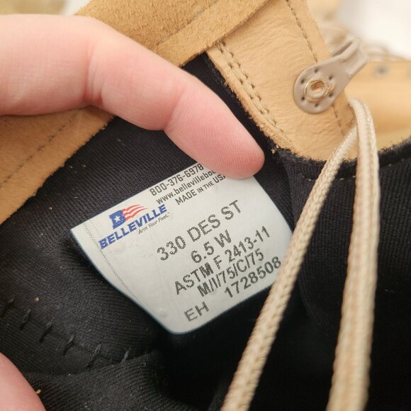 NWT Belleville 330 High Clearance Steel Toe Boots Tan Suede Combat Vibram 6.5 - Picture 9 of 14